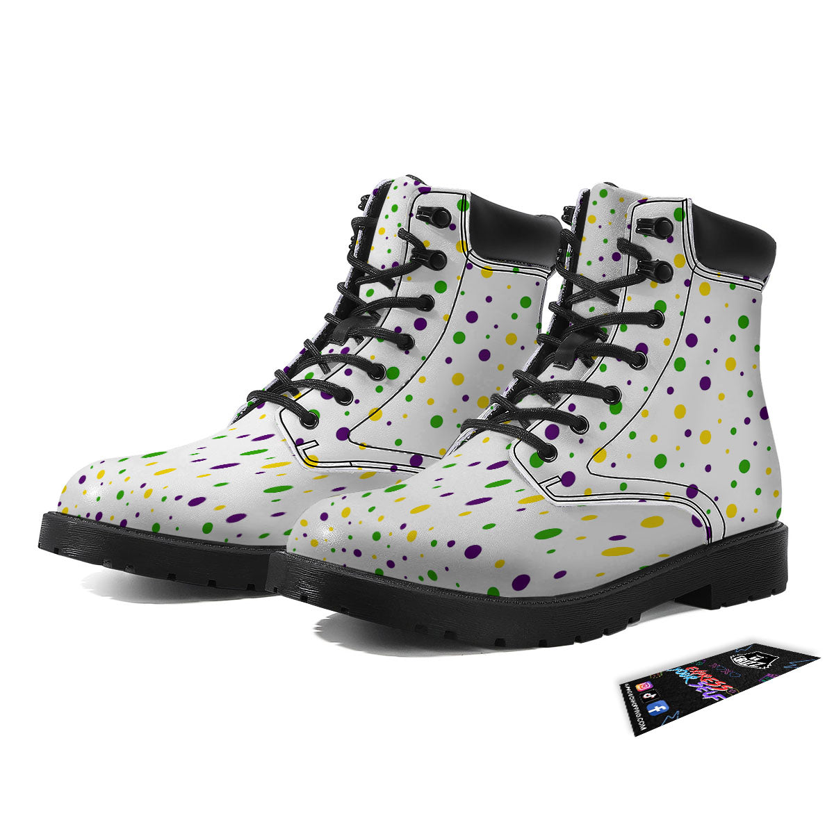 Dot Mardi Gras Print Pattern Boots-grizzshop