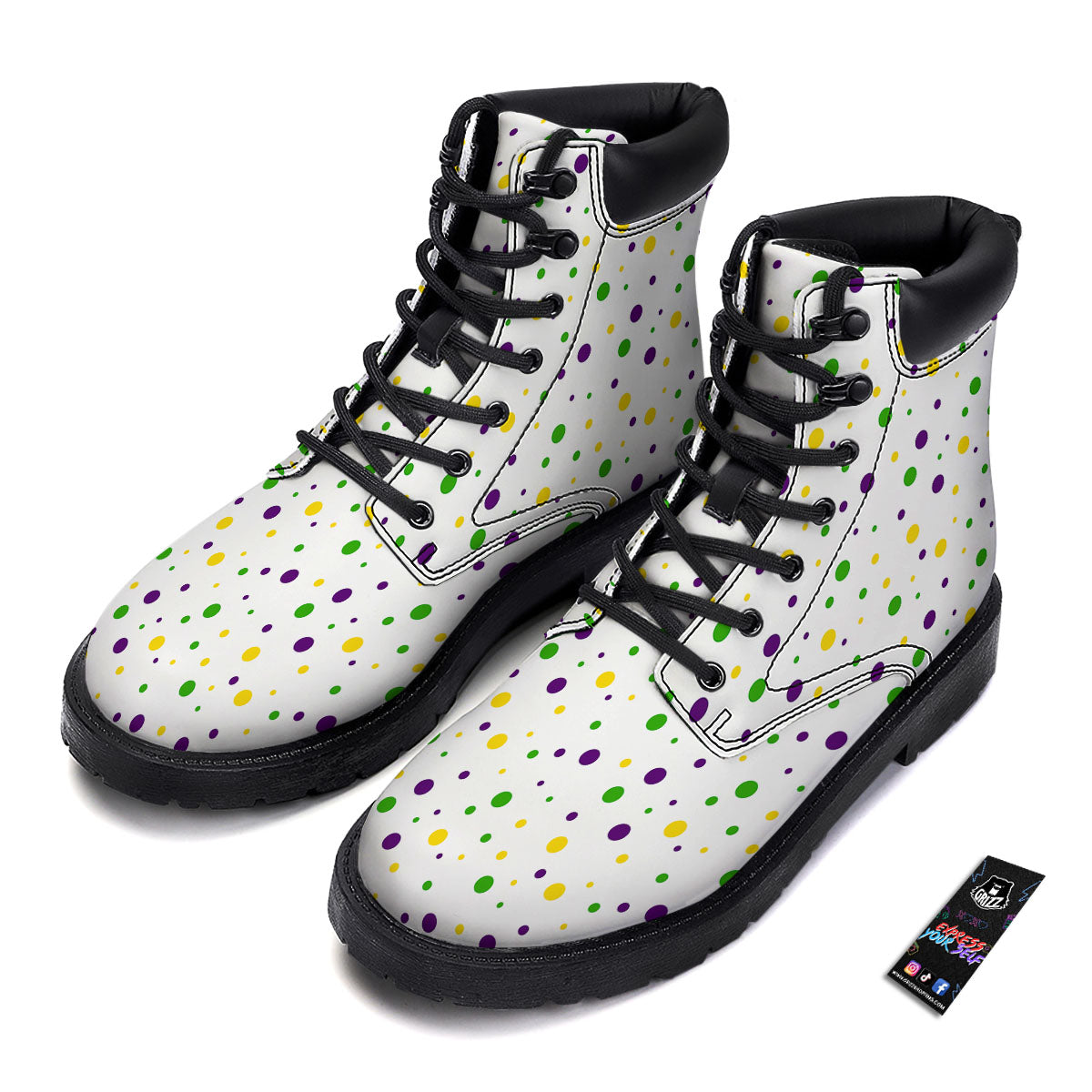 Dot Mardi Gras Print Pattern Boots-grizzshop