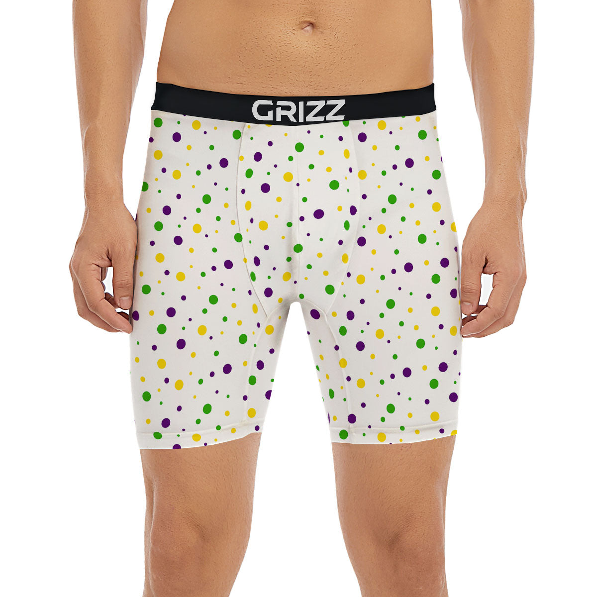 Dot Mardi Gras Print Pattern Boxer Briefs-grizzshop