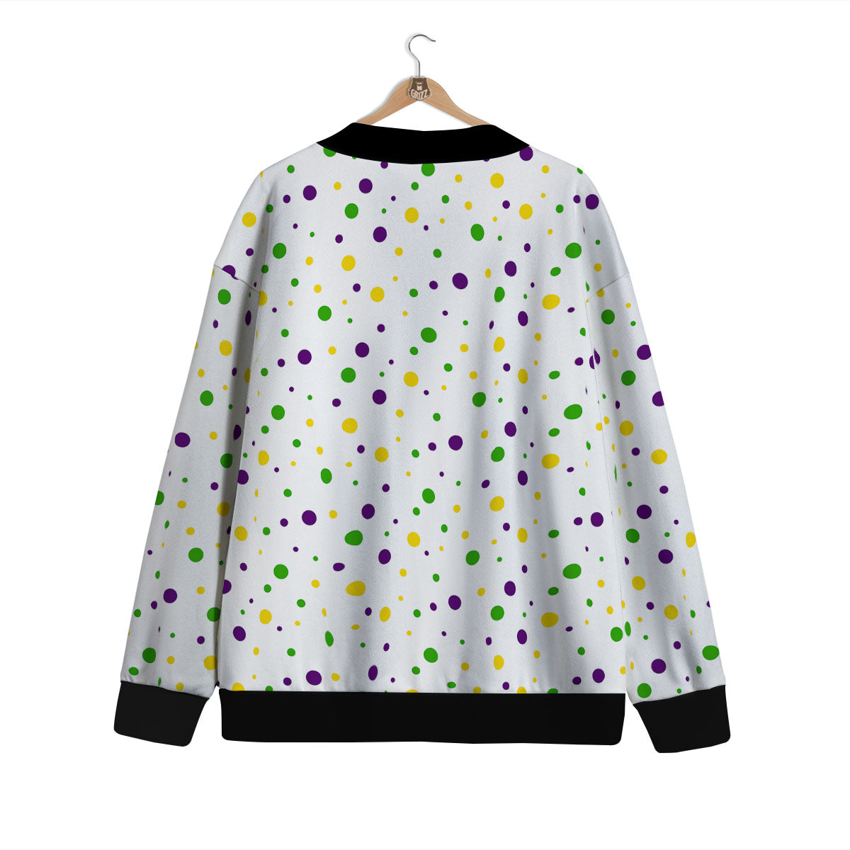 Dot Mardi Gras Print Pattern Cardigan-grizzshop