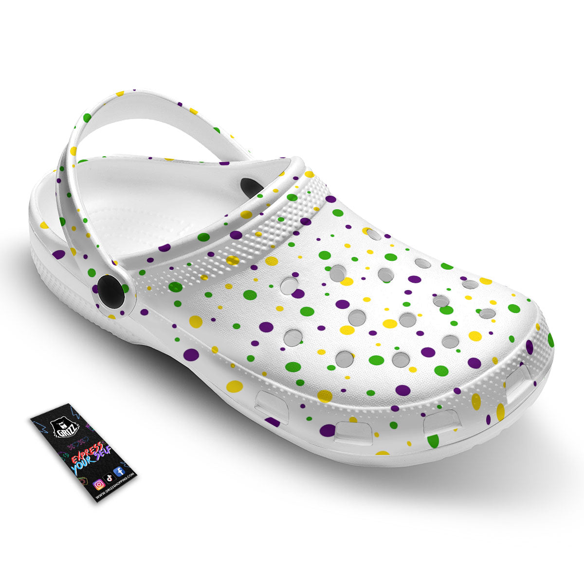 Dot Mardi Gras Print Pattern Clog-grizzshop