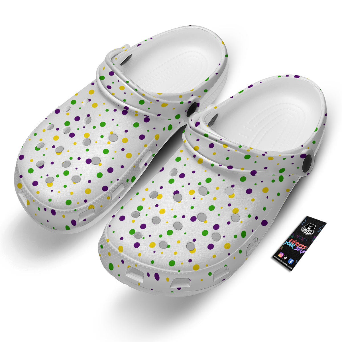 Dot Mardi Gras Print Pattern Clog-grizzshop