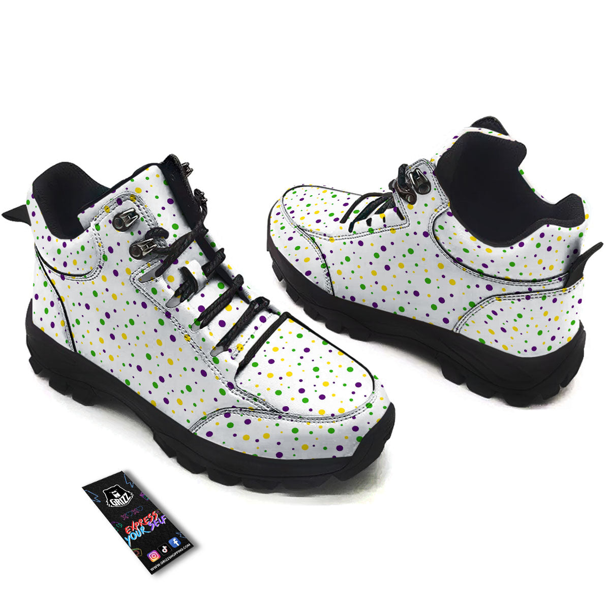 Dot Mardi Gras Print Pattern Hiking Shoes-grizzshop