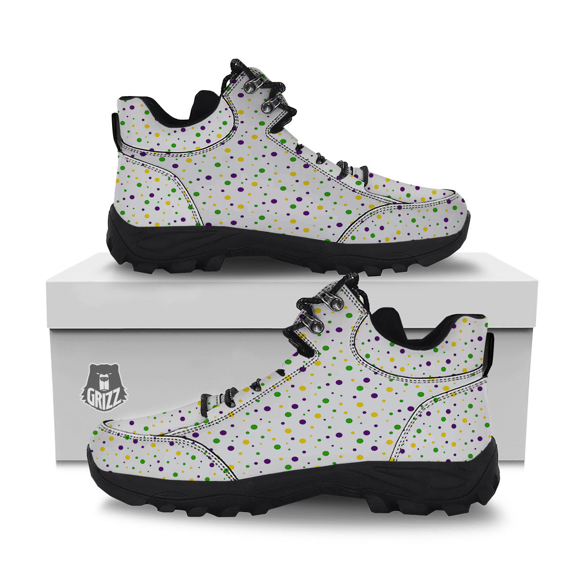 Dot Mardi Gras Print Pattern Hiking Shoes-grizzshop