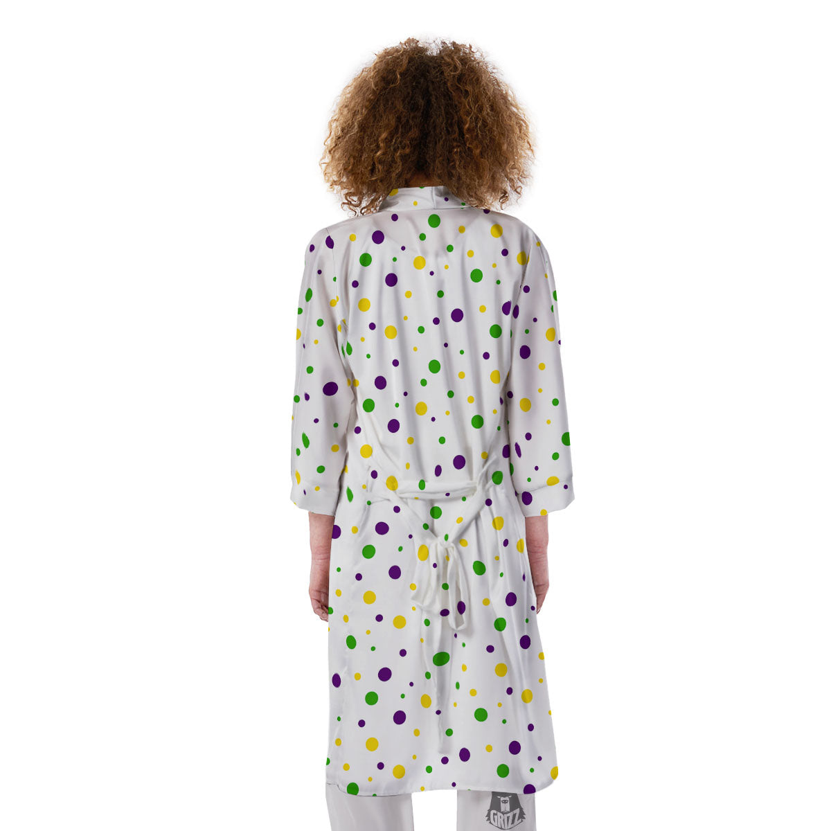 Dot Mardi Gras Print Pattern Kimono-grizzshop