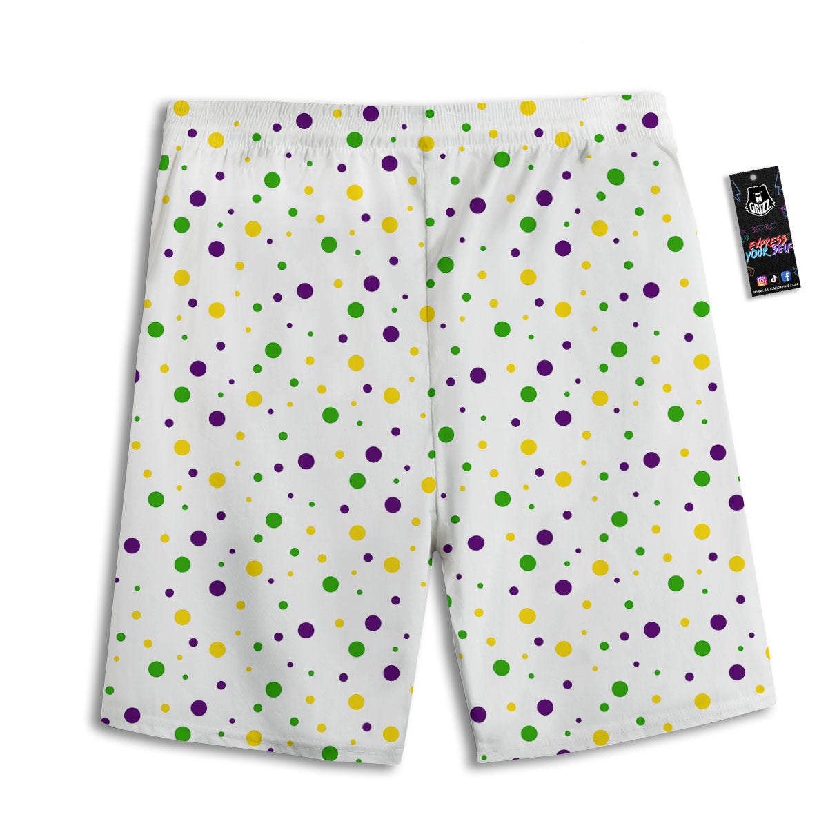 Dot Mardi Gras Print Pattern Men's Athletic Shorts