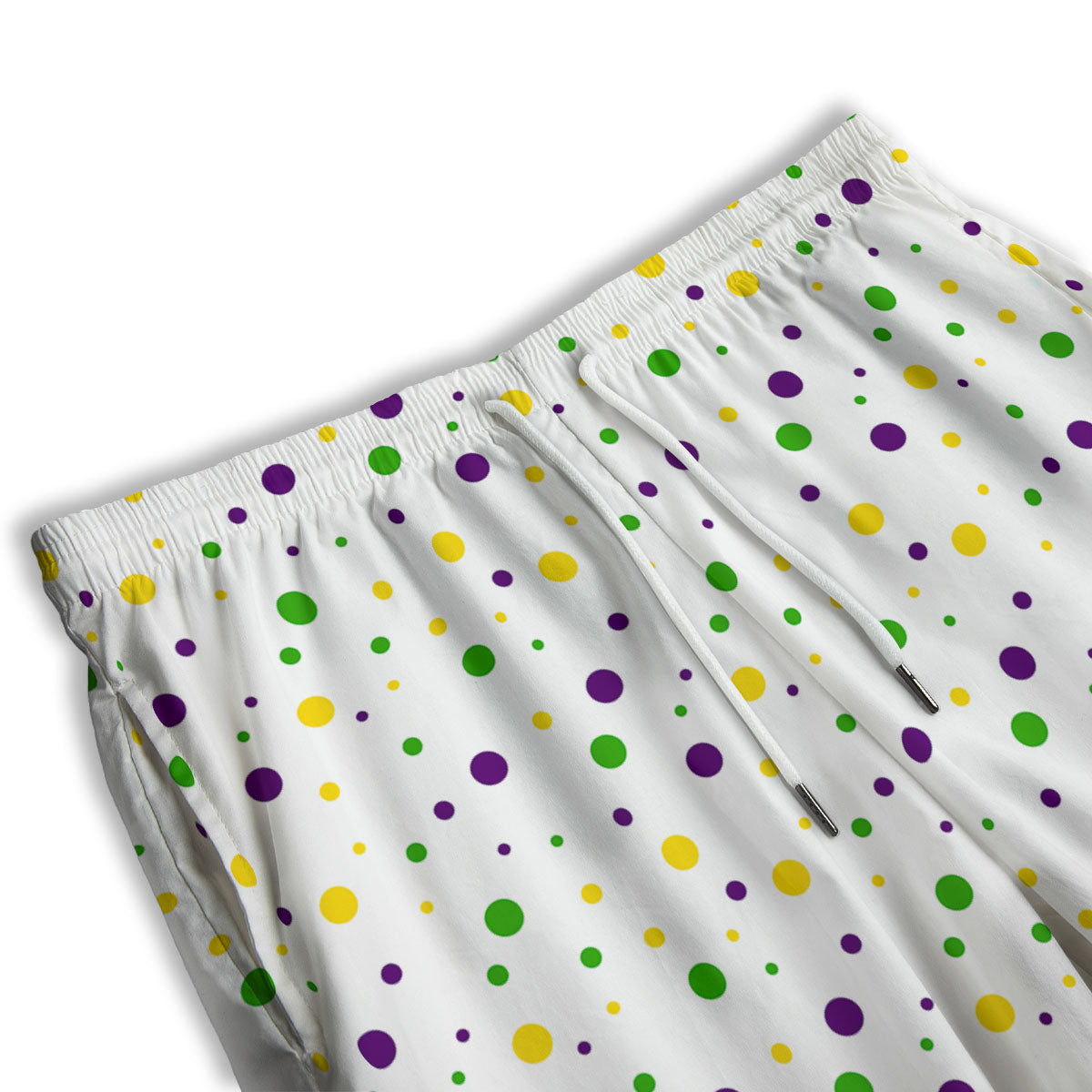 Dot Mardi Gras Print Pattern Men's Athletic Shorts