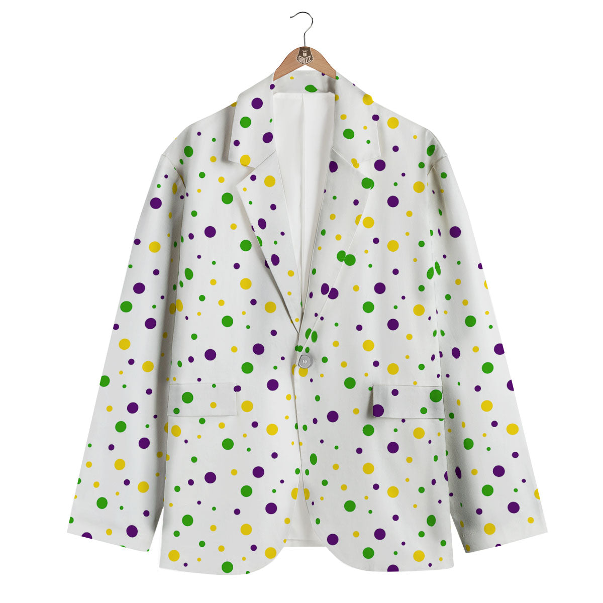 Dot Mardi Gras Print Pattern Men's Blazer-grizzshop