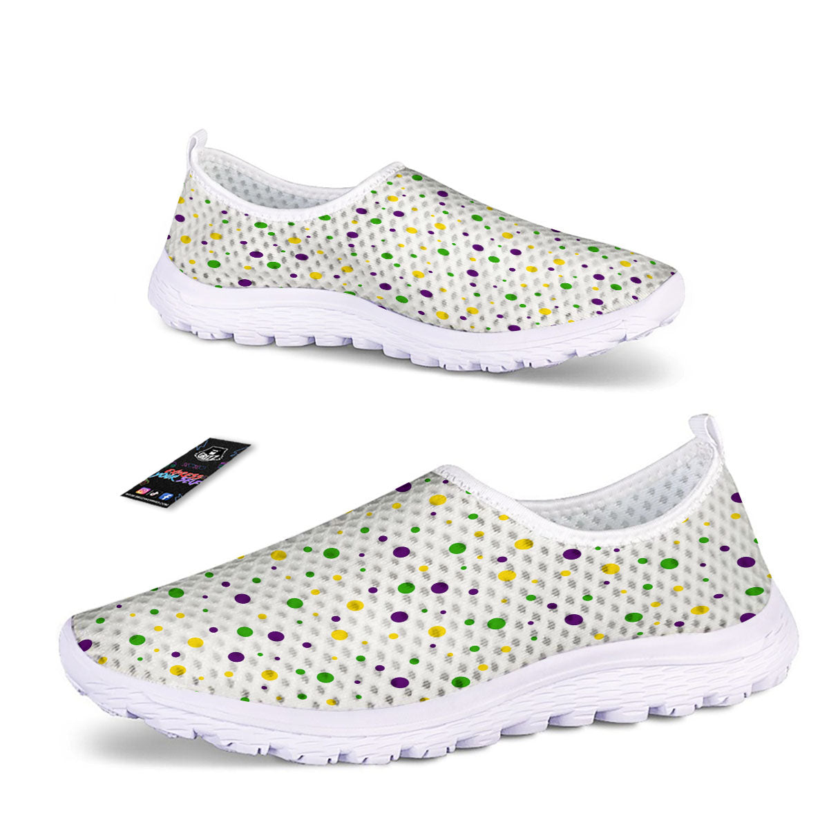 Dot Mardi Gras Print Pattern Nurse Shoes-grizzshop