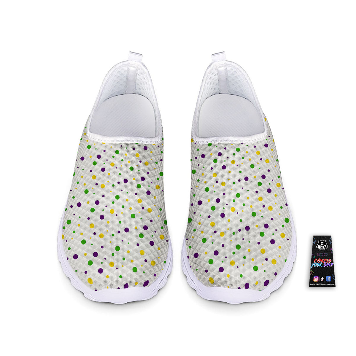 Dot Mardi Gras Print Pattern Nurse Shoes-grizzshop