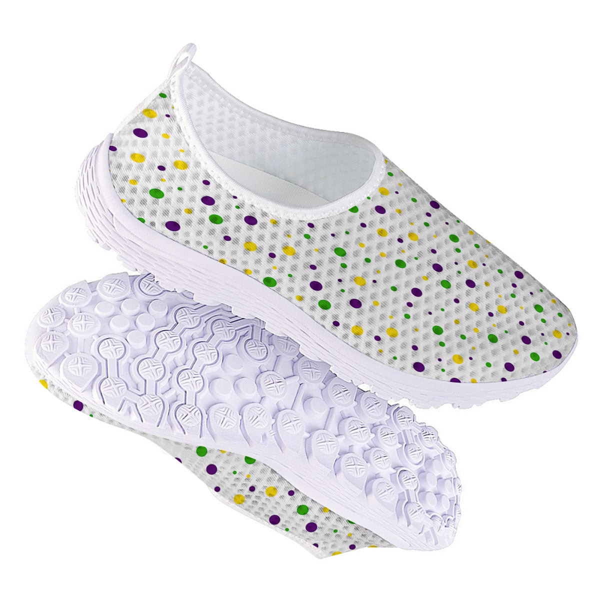 Dot Mardi Gras Print Pattern Nurse Shoes-grizzshop