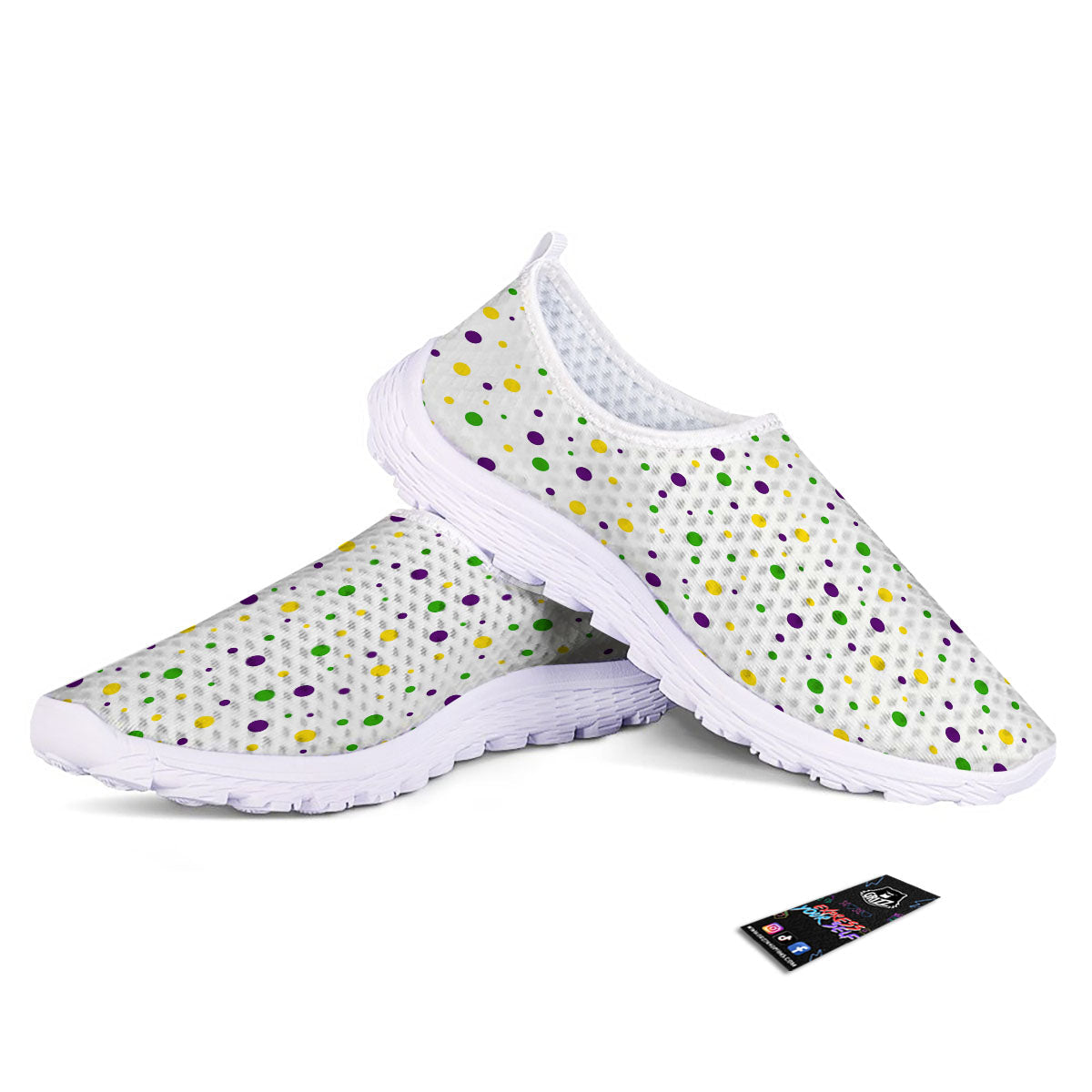 Dot Mardi Gras Print Pattern Nurse Shoes-grizzshop