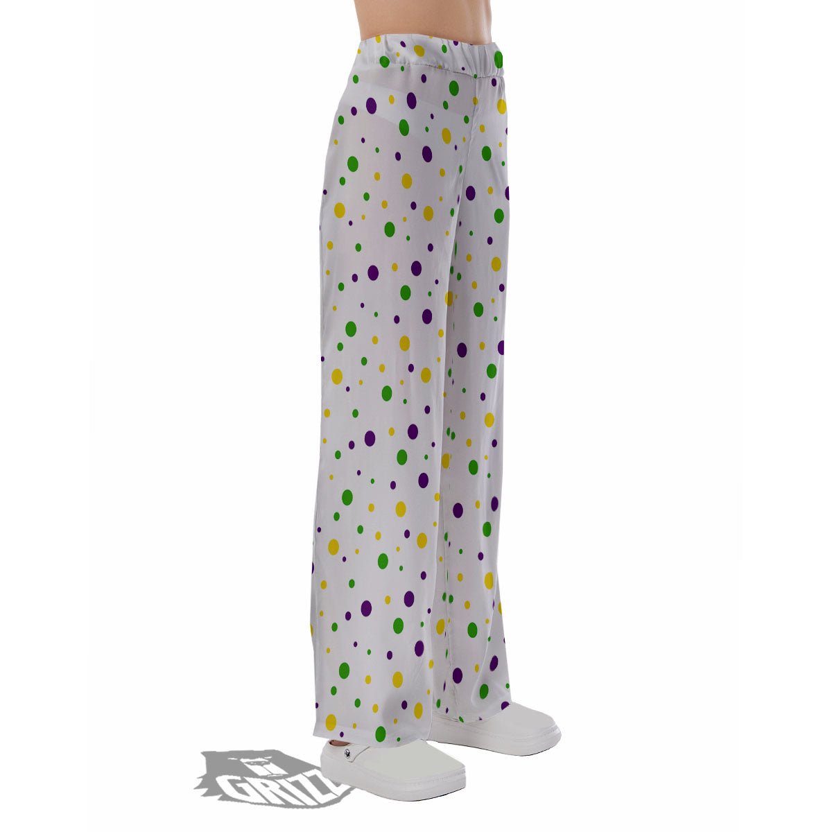 Dot Mardi Gras Print Pattern Pajama Pants-grizzshop