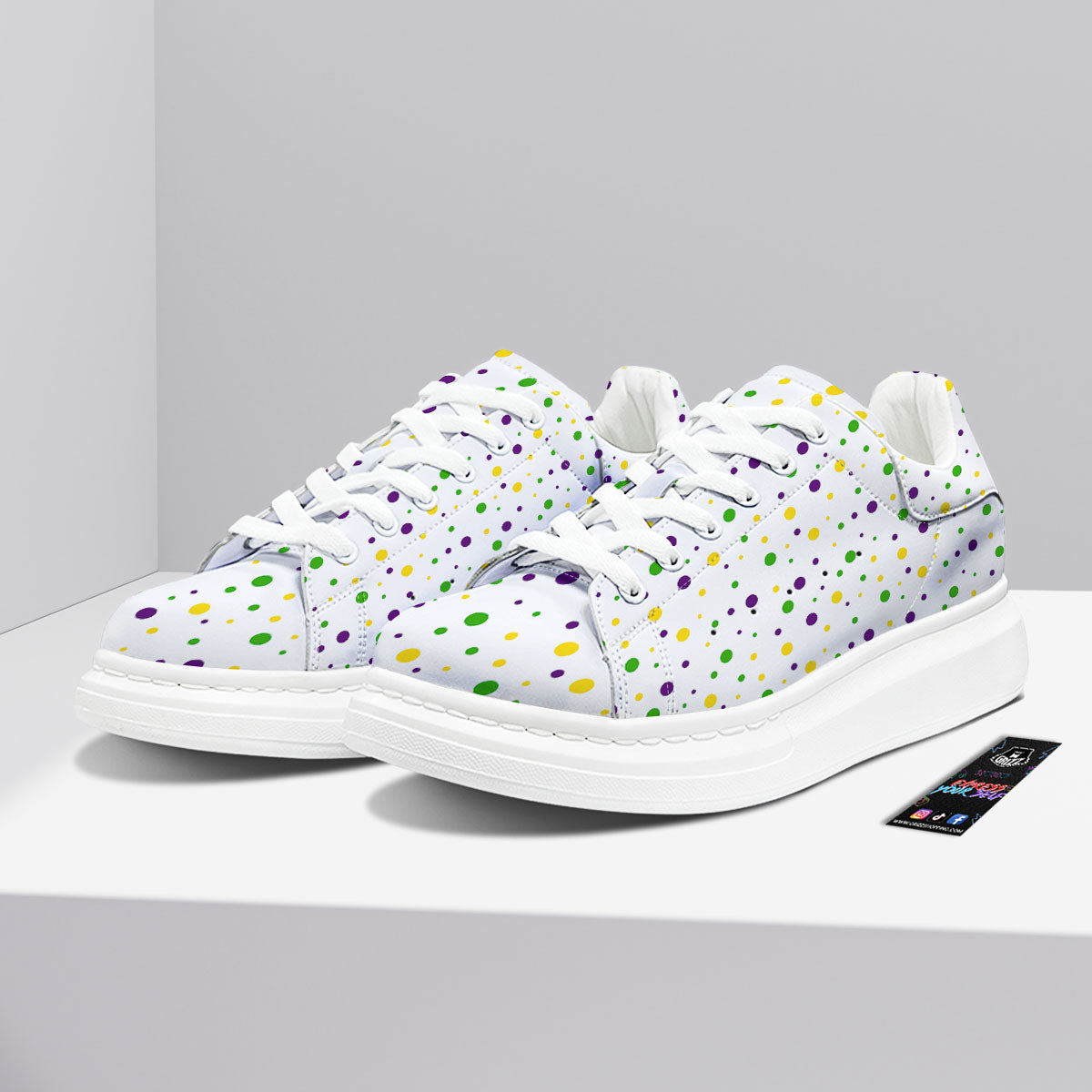 Dot Mardi Gras Print Pattern Platform Shoes-grizzshop