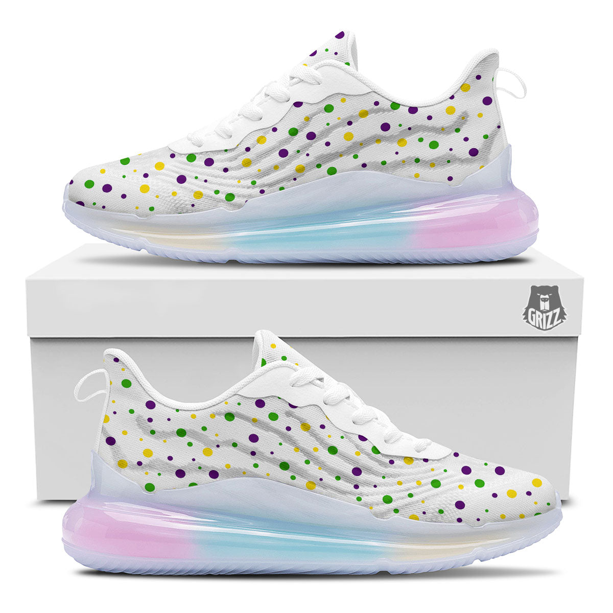 Dot Mardi Gras Print Pattern Running Sneakers-grizzshop