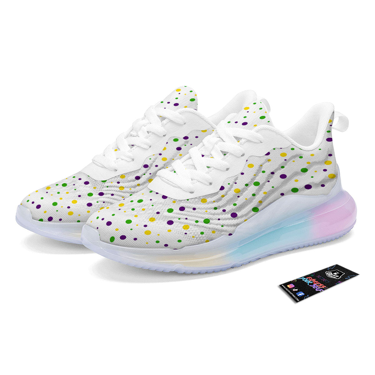 Dot Mardi Gras Print Pattern Running Sneakers-grizzshop