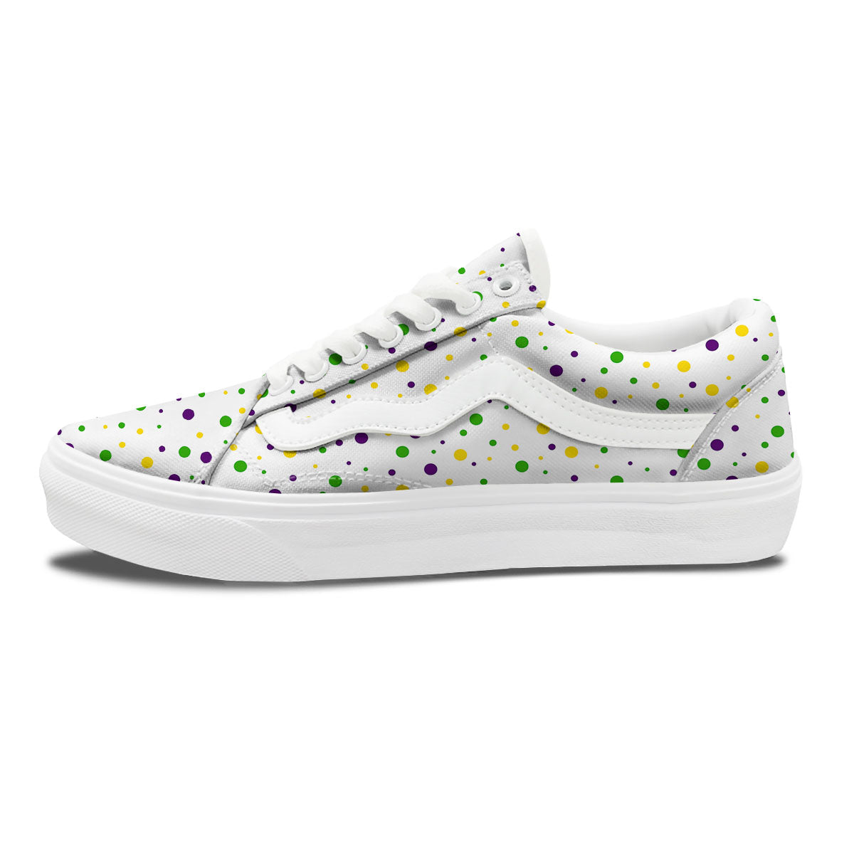 Dot Mardi Gras Print Pattern Skate Shoes-grizzshop