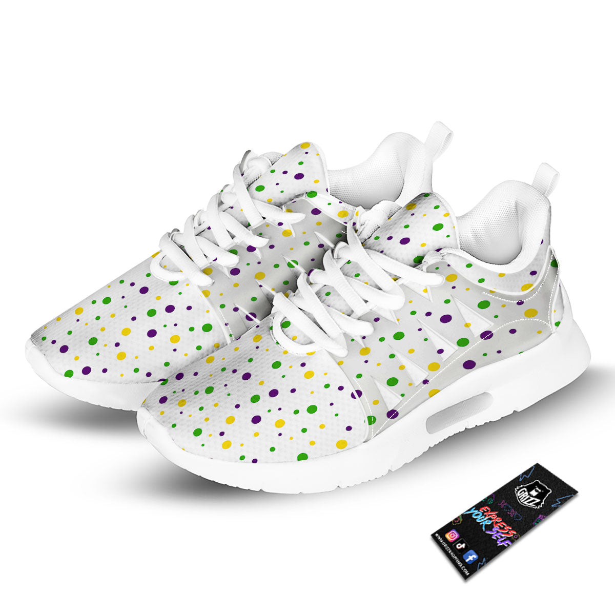 Dot Mardi Gras Print Pattern Tennis Shoes-grizzshop