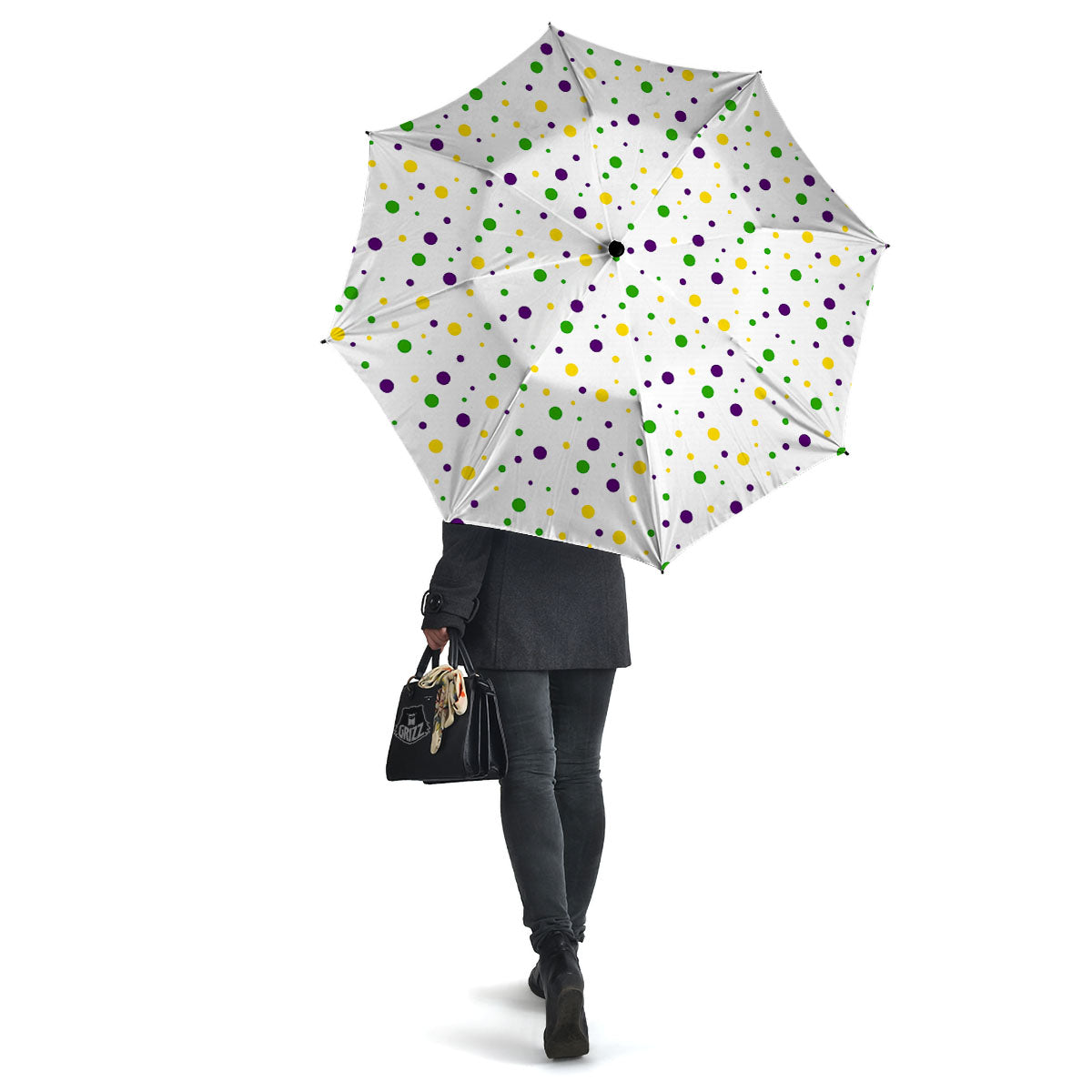 Dot Mardi Gras Print Pattern Umbrella-grizzshop