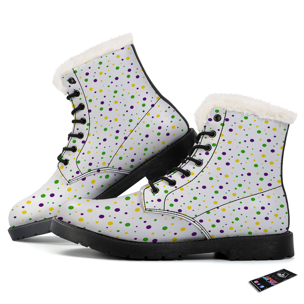 Dot Mardi Gras Print Pattern Winter Boots-grizzshop