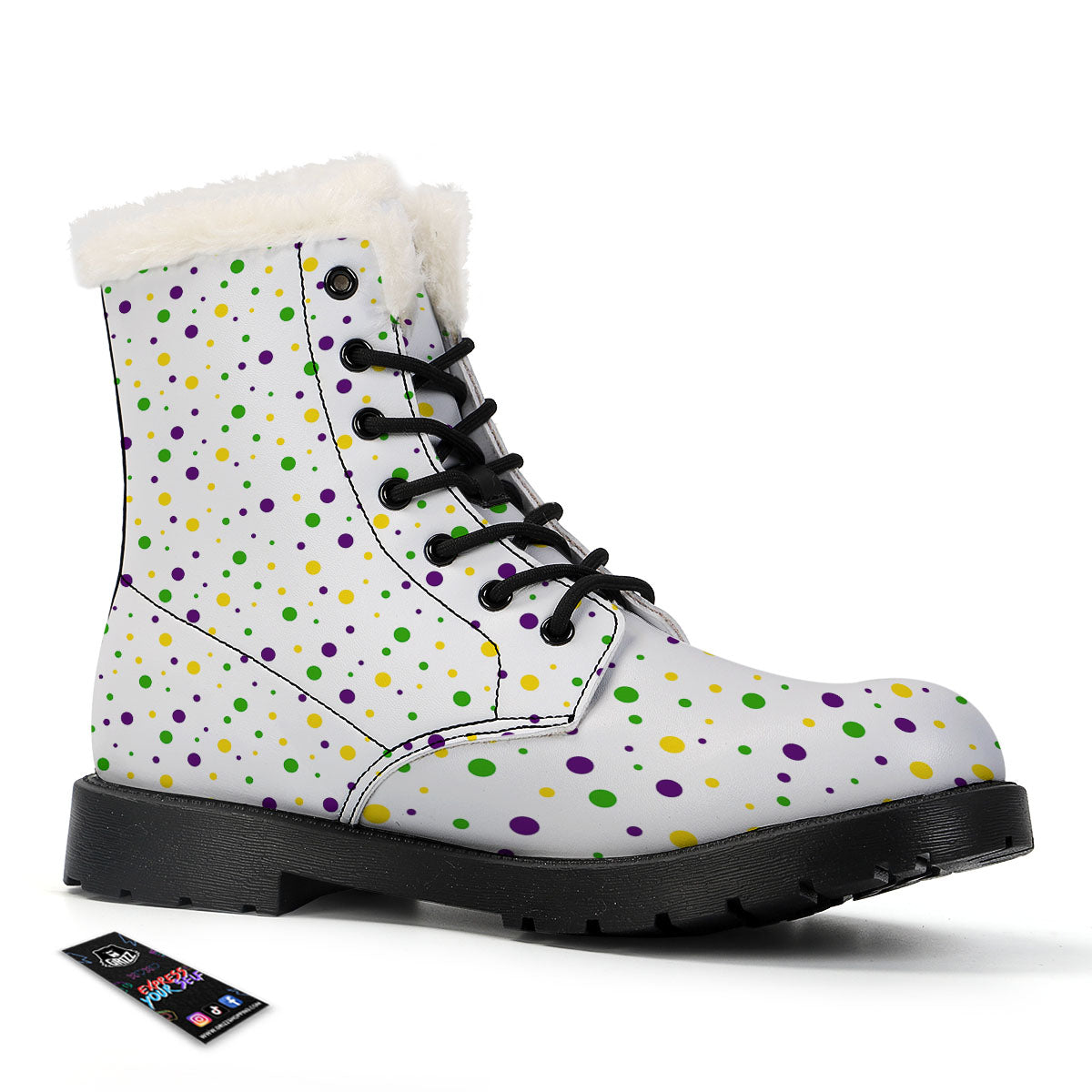 Dot Mardi Gras Print Pattern Winter Boots-grizzshop