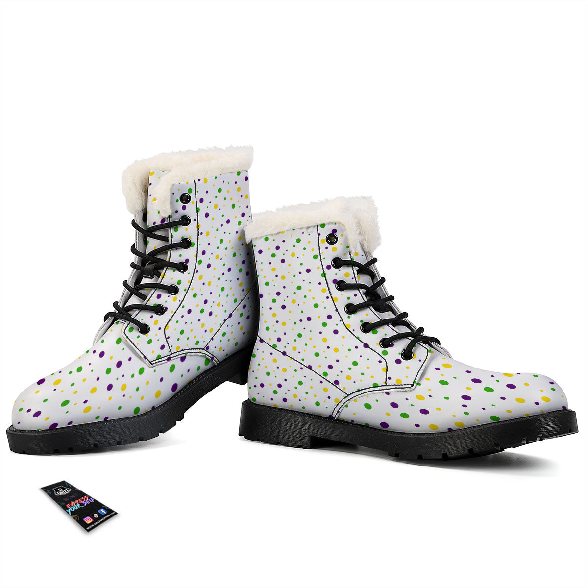 Dot Mardi Gras Print Pattern Winter Boots-grizzshop