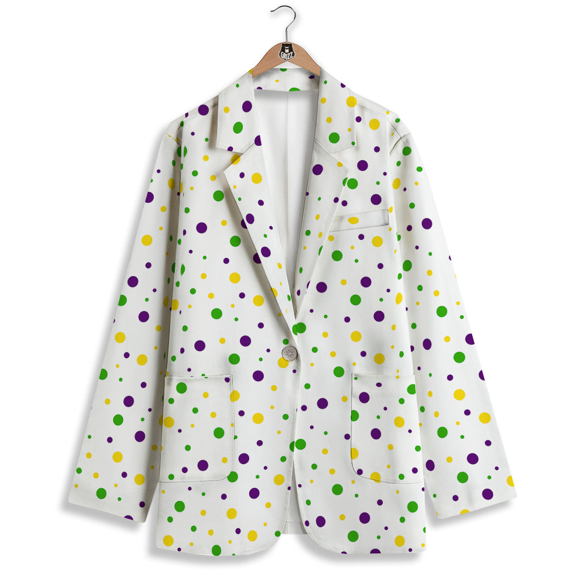 Dot Mardi Gras Print Pattern Women's Blazer-grizzshop