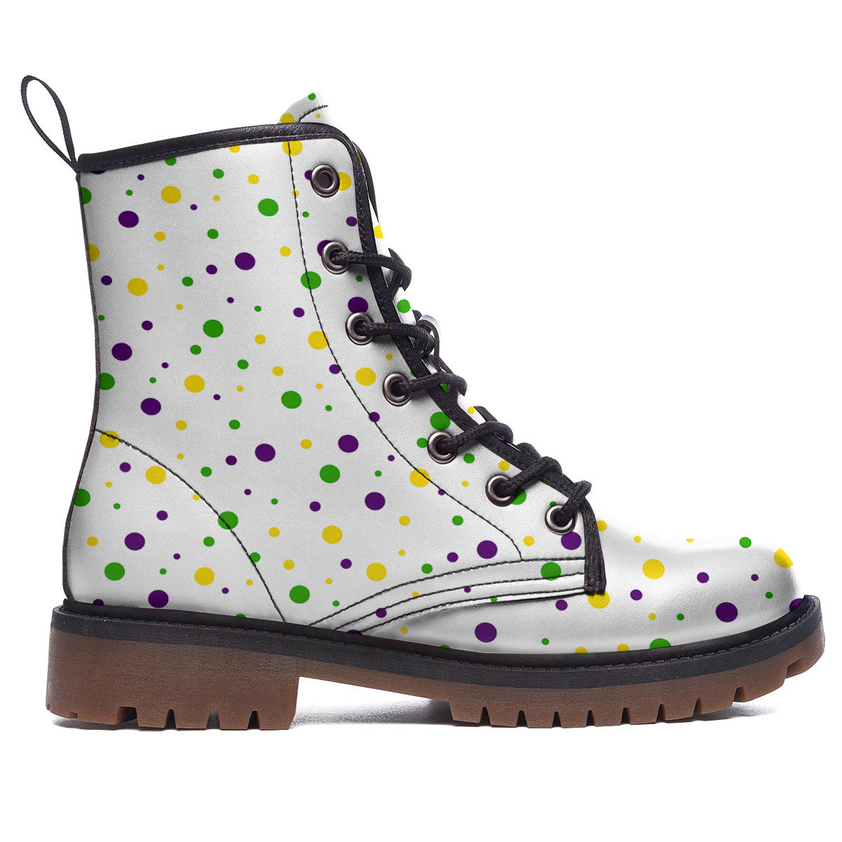 Dot Mardi Gras Print Pattern Work Boots-grizzshop