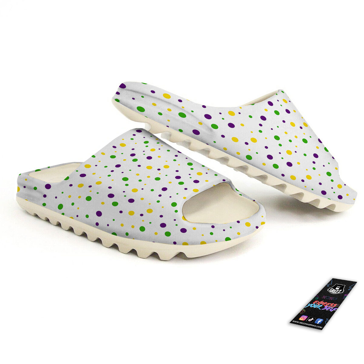 Dot Mardi Gras Print Pattern Sandals-grizzshop