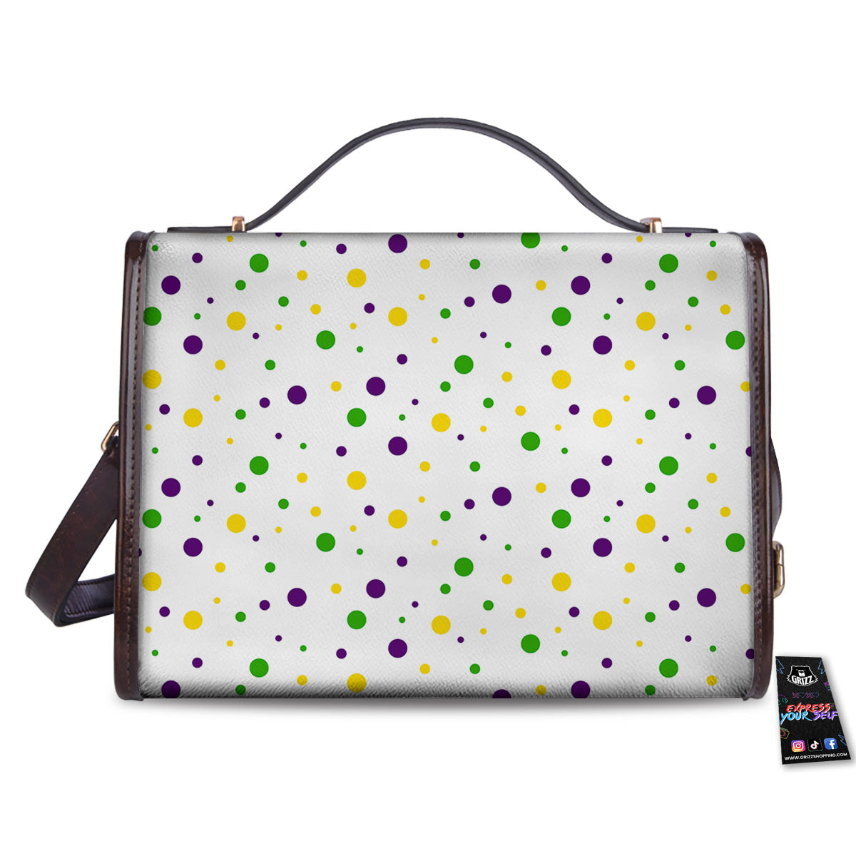 Dot Mardi Gras Print Pattern Women's Satchel Bag