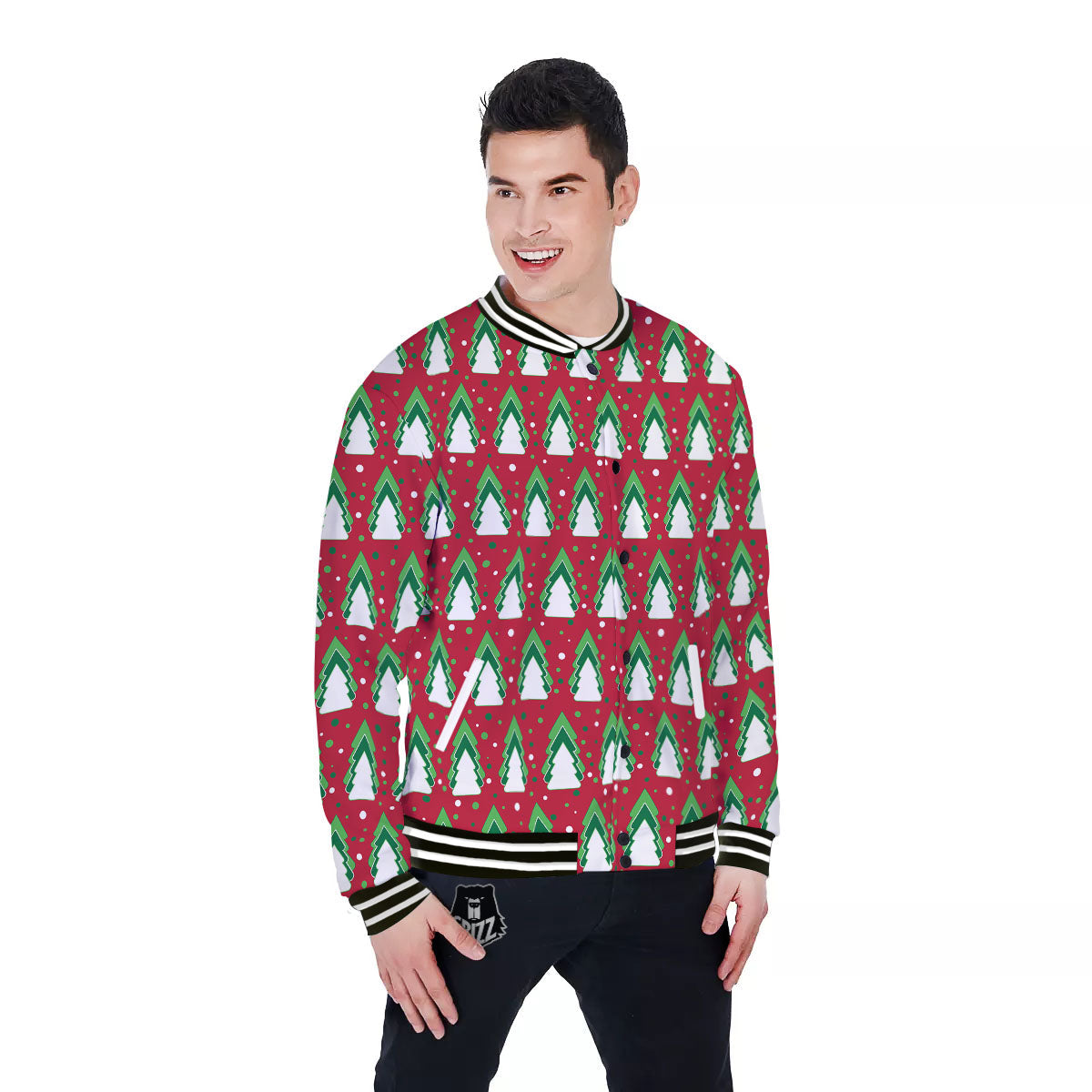 Dots Merry Christmas Print Pattern Baseball Jacket-grizzshop