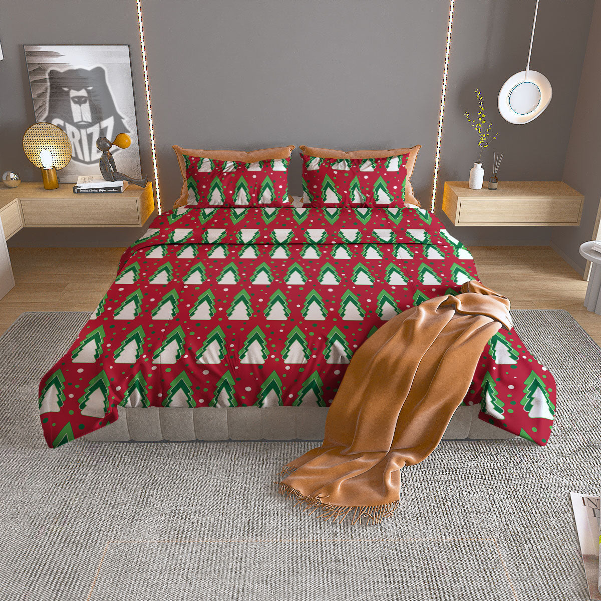 Dots Merry Christmas Print Pattern Duvet Cover Bedding Set