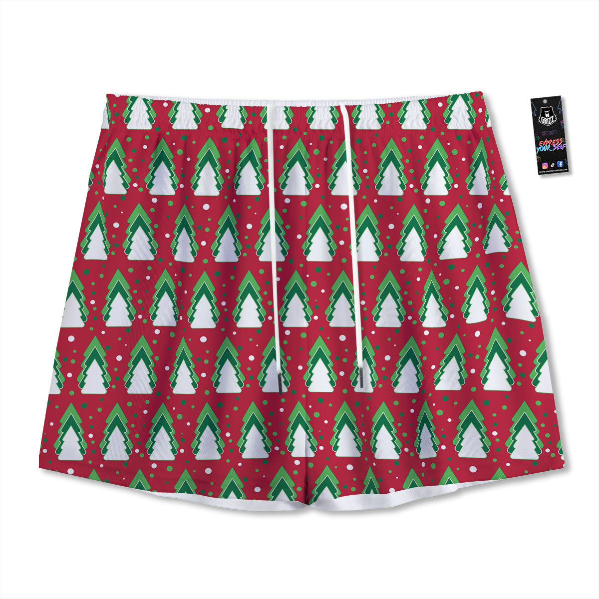 Dots Merry Christmas Print Pattern Mesh Shorts