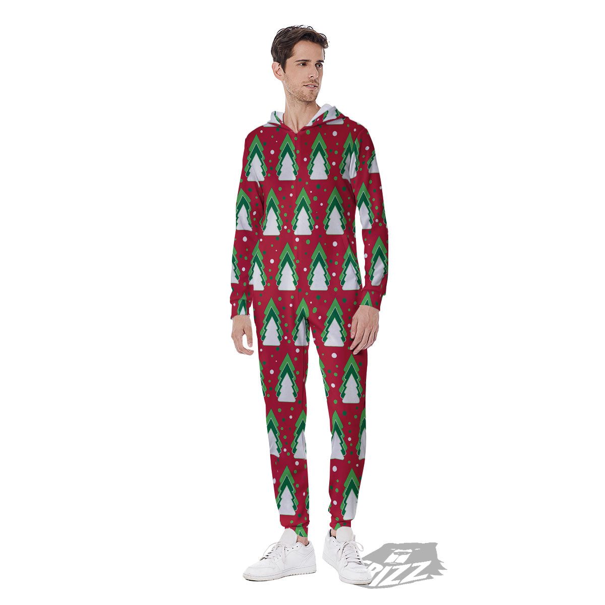 Dots Merry Christmas Print Pattern Men's Jumpsuit-grizzshop