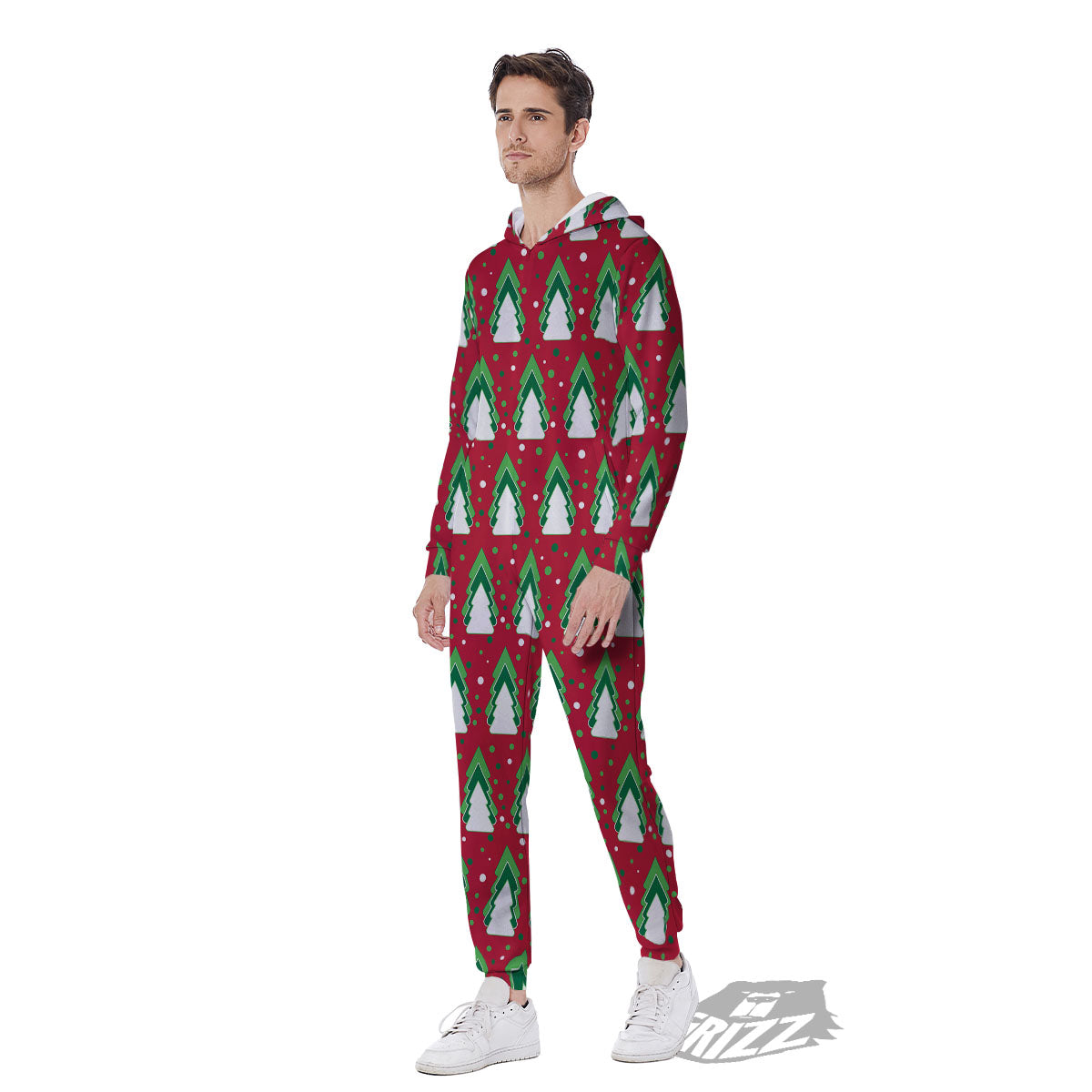 Dots Merry Christmas Print Pattern Men's Jumpsuit-grizzshop