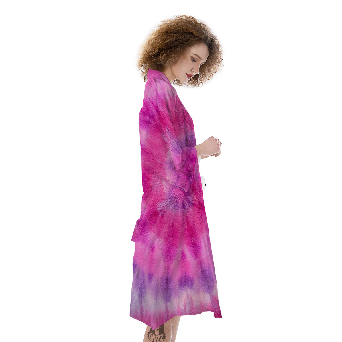 Double Pink Tie Dye Print Kimono-grizzshop