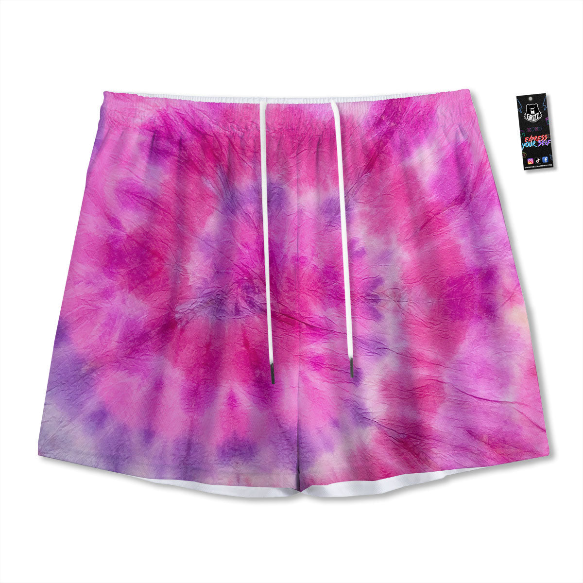Double Pink Tie Dye Print Mesh Shorts