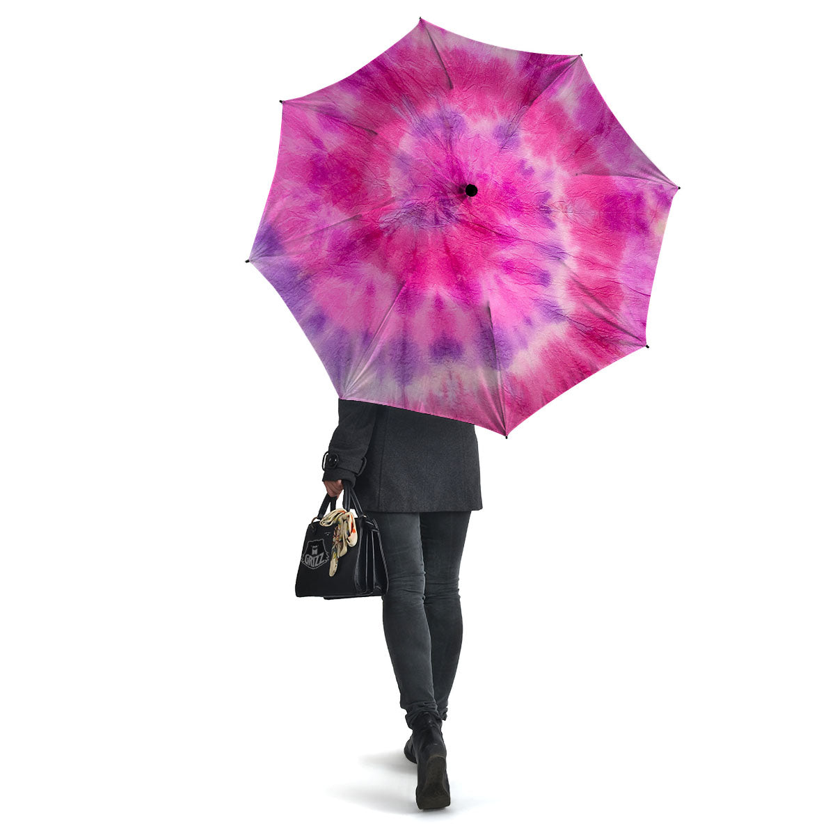 Double Pink Tie Dye Print Umbrella-grizzshop