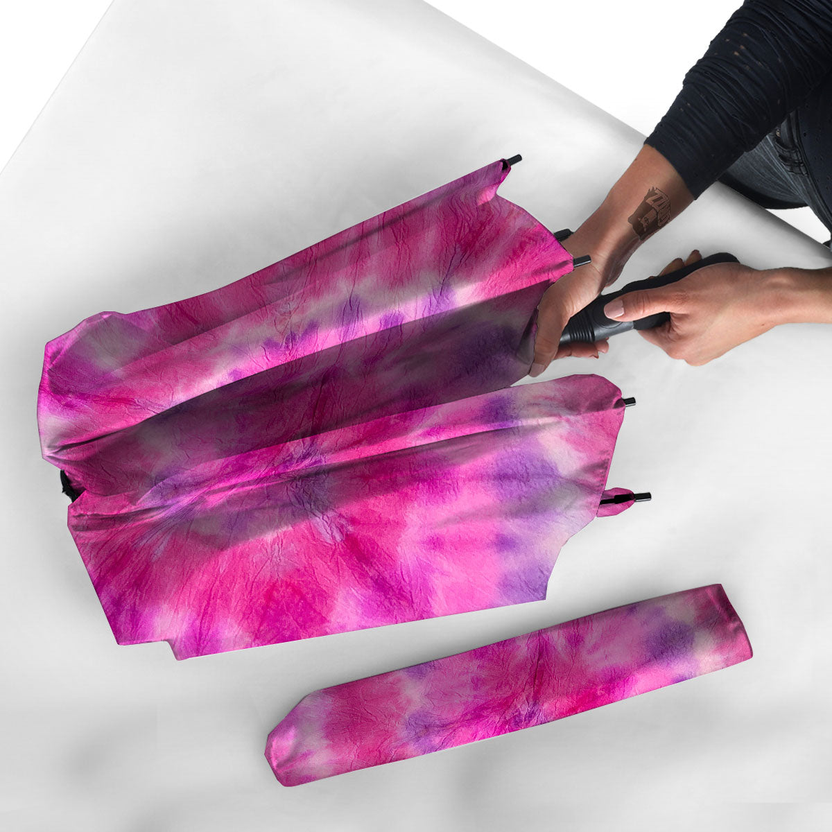 Double Pink Tie Dye Print Umbrella-grizzshop