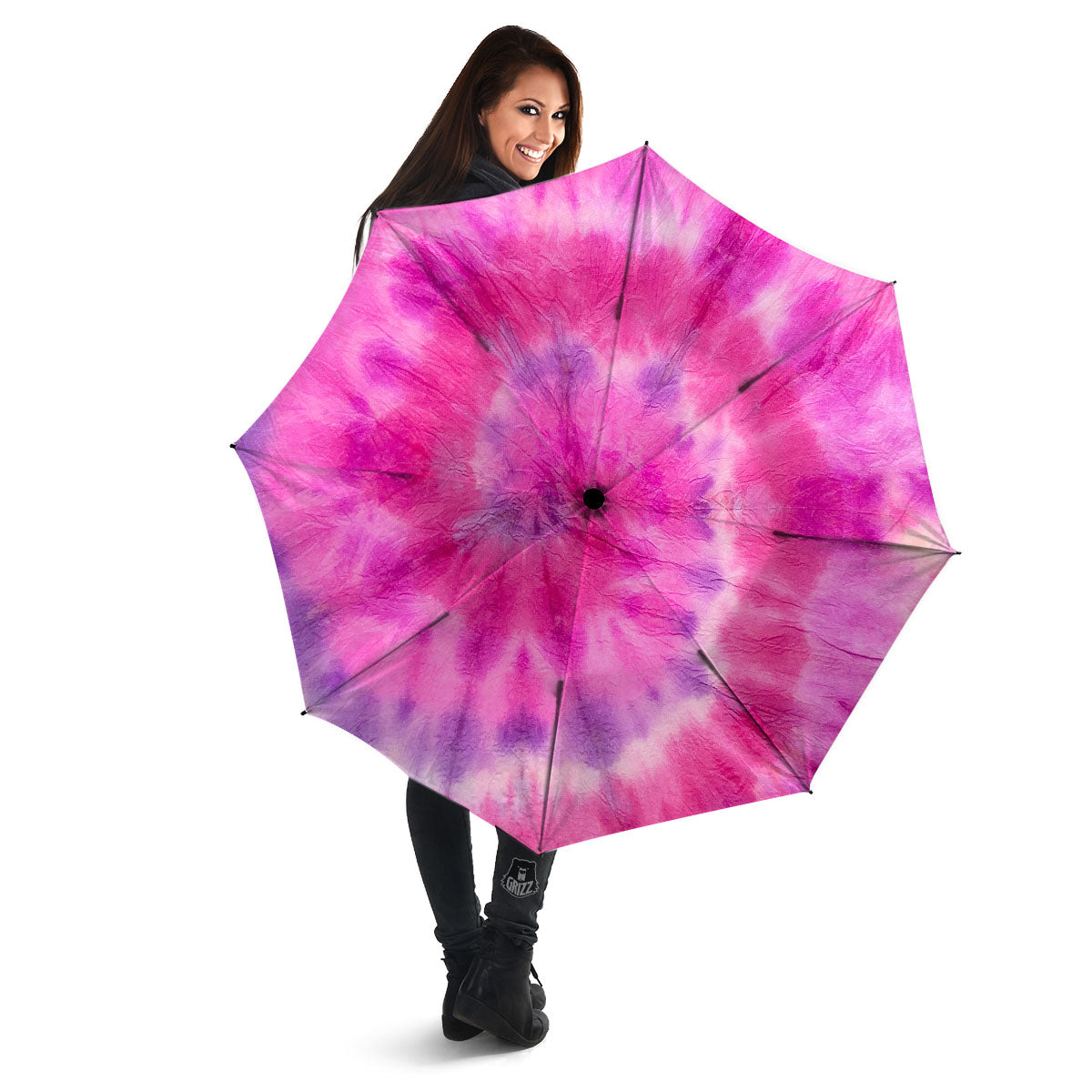 Double Pink Tie Dye Print Umbrella-grizzshop