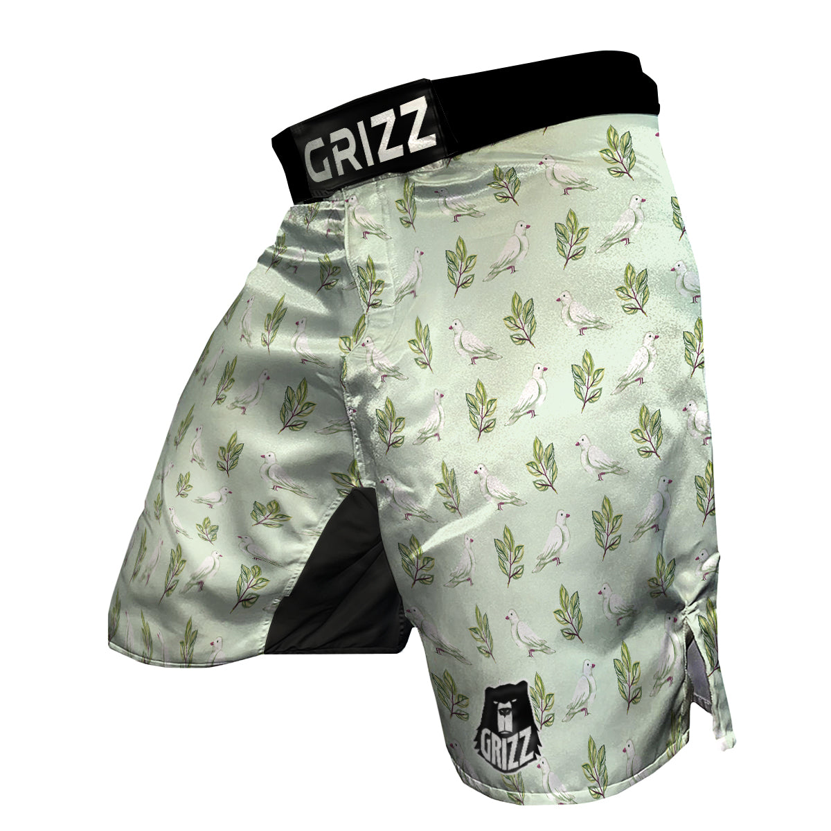 Dove And Leaf Green Print Pattern MMA Shorts-grizzshop