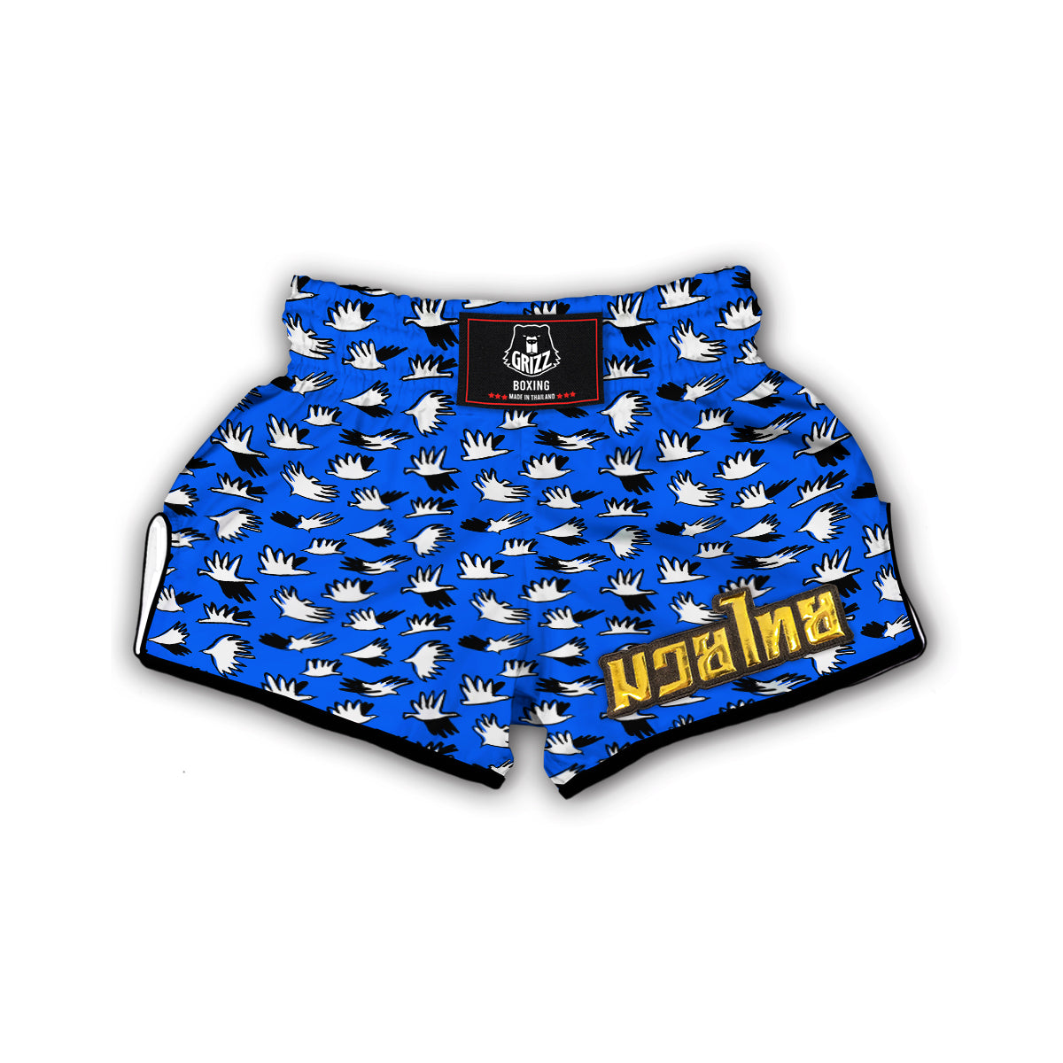 Dove Doodle Print Pattern Muay Thai Boxing Shorts-grizzshop