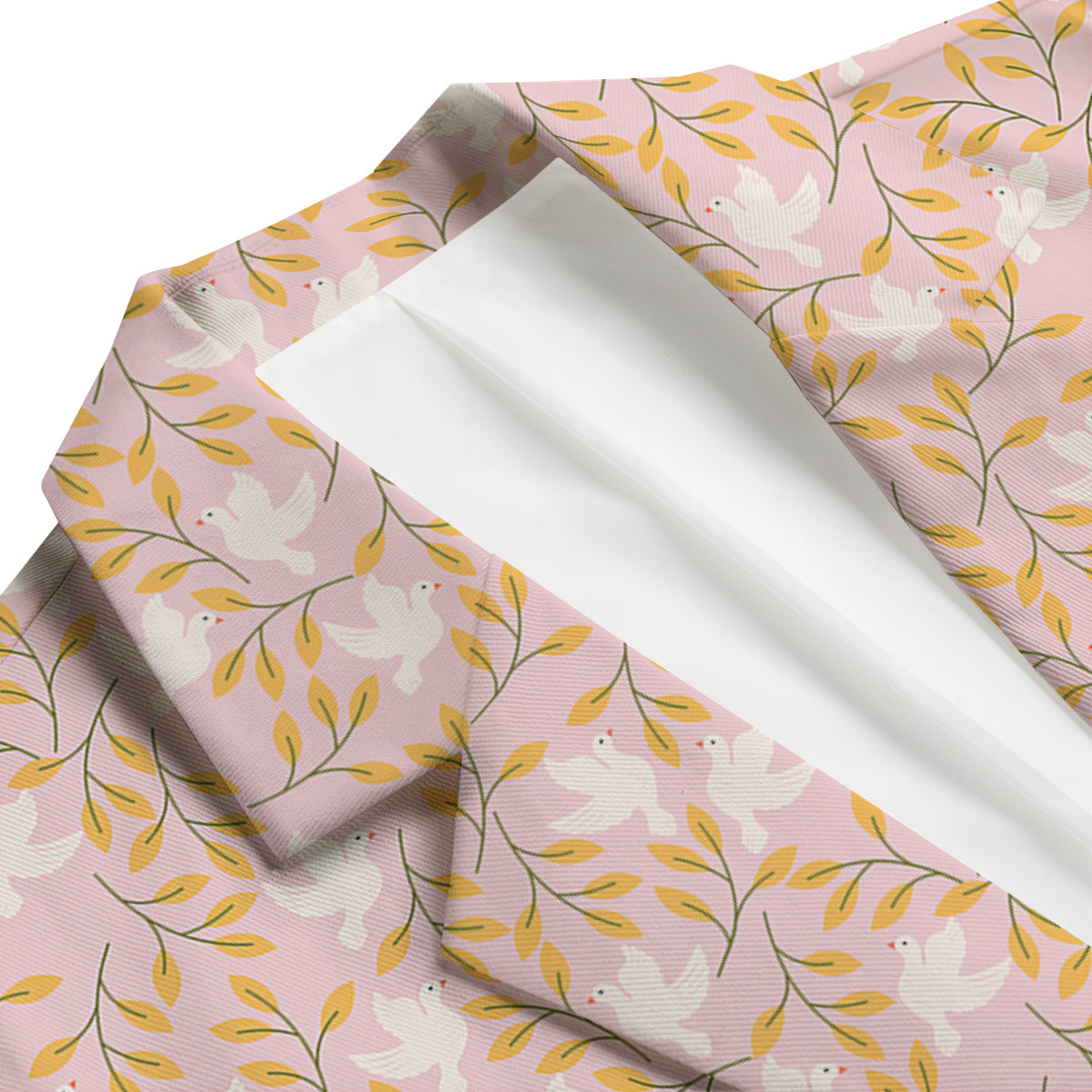 Dove Pink And Leaf Print Pattern Men's Blazer-grizzshop