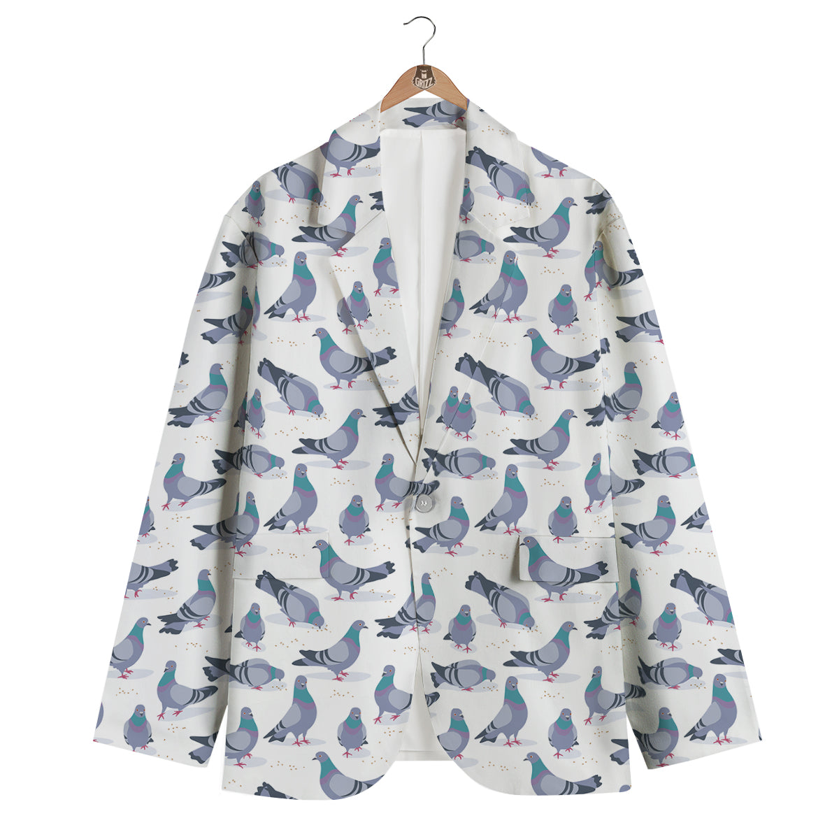 Dove Print Pattern Men's Blazer-grizzshop