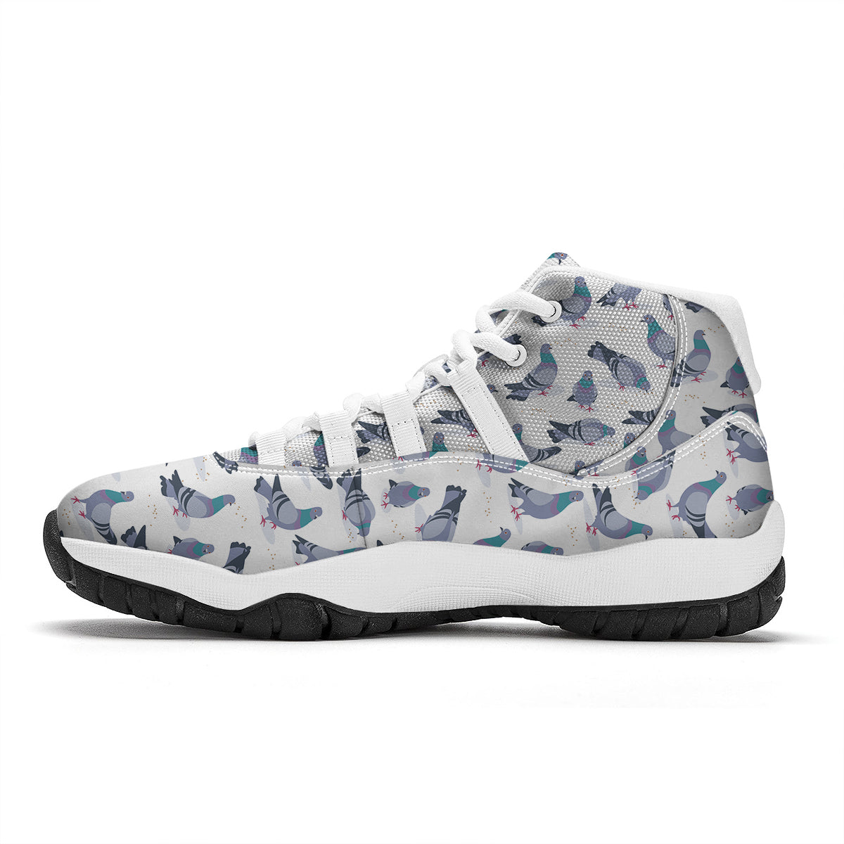 Dove Print Pattern White Bball Shoes-grizzshop