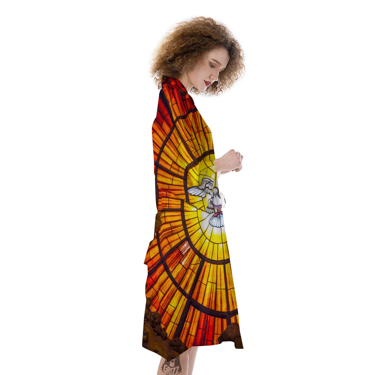 Dove Stained Holy Spirit Glass Print Kimono-grizzshop