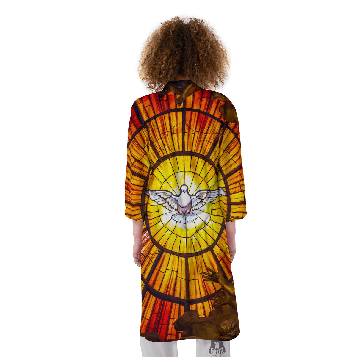 Dove Stained Holy Spirit Glass Print Kimono-grizzshop
