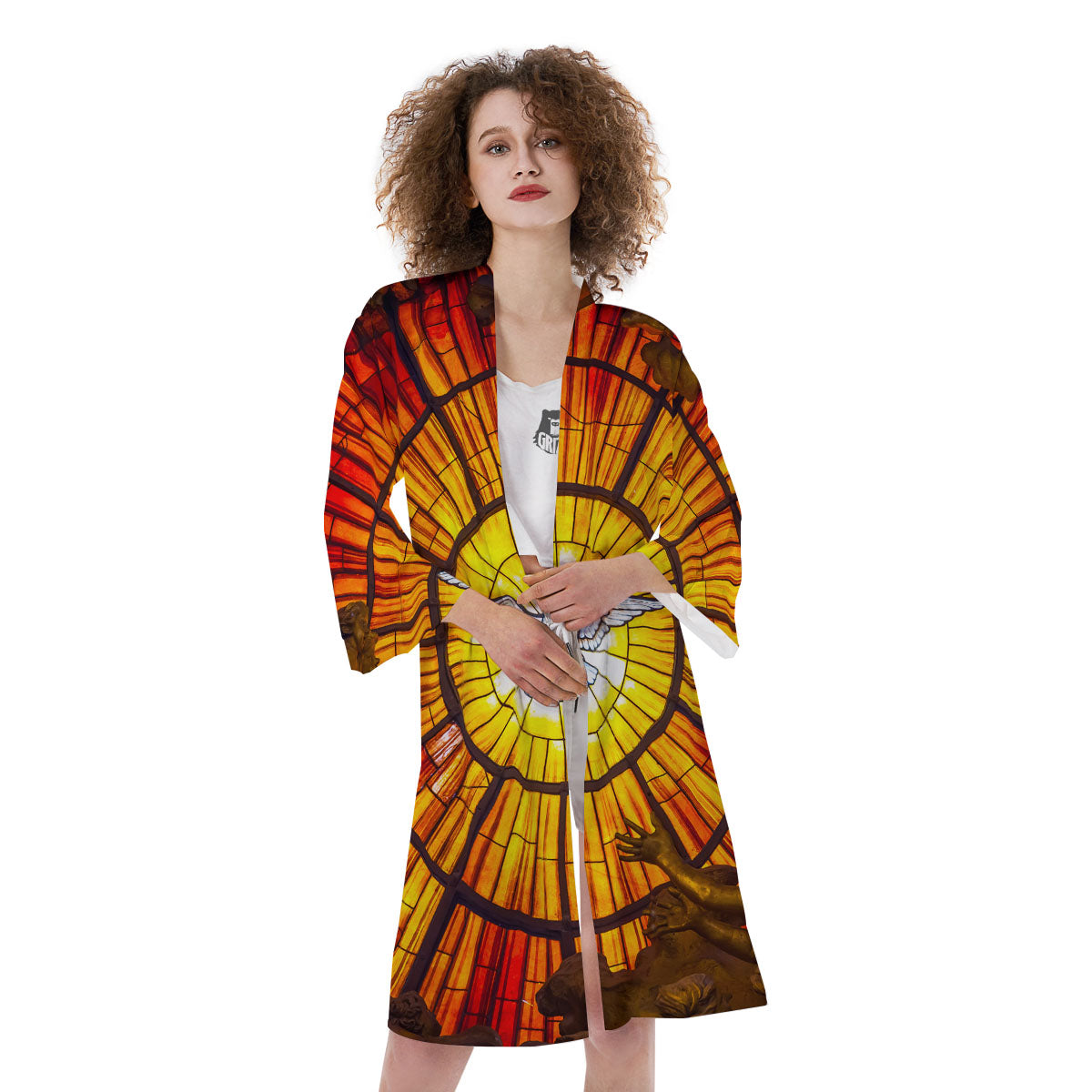 Dove Stained Holy Spirit Glass Print Kimono-grizzshop