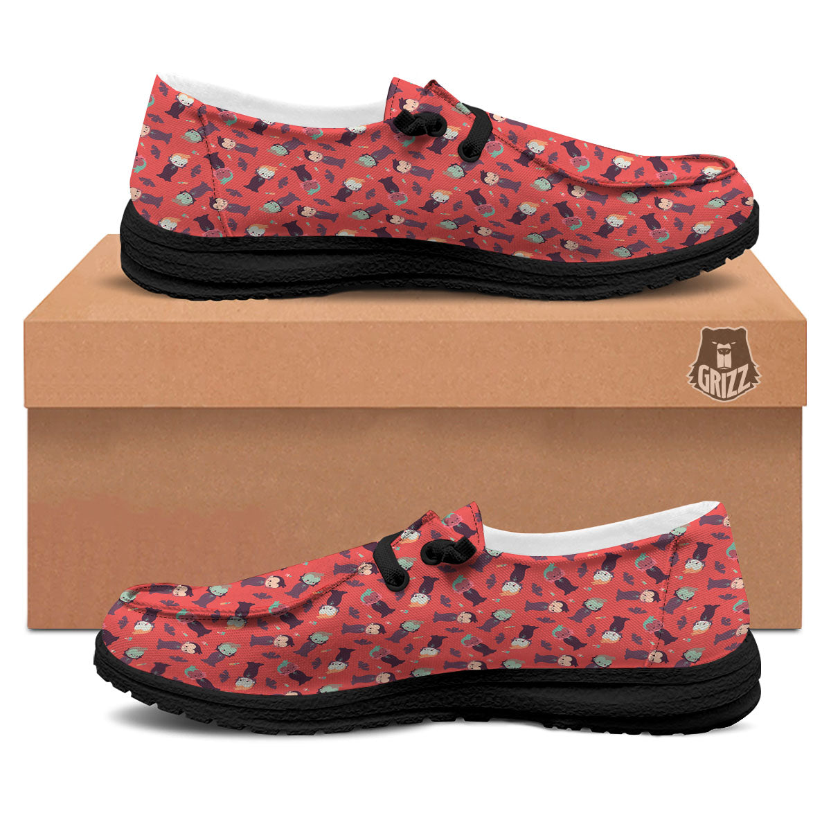 Dracula Cartoon Print Pattern Black Loafers-grizzshop