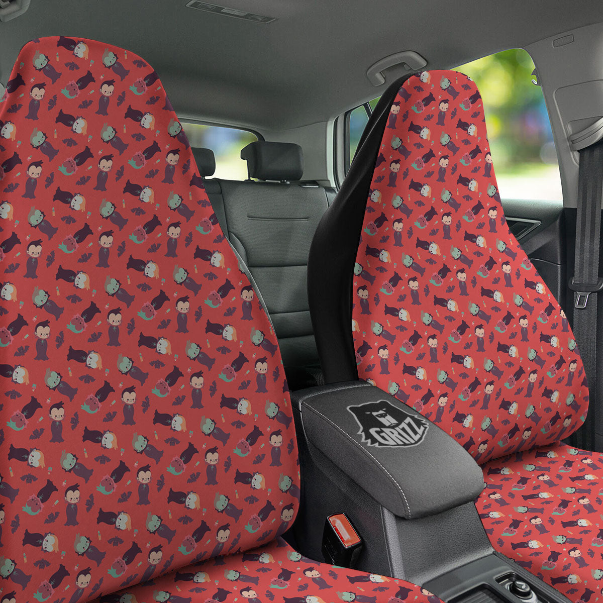 Dracula Cartoon Print Pattern Car Seat Covers-grizzshop